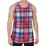 USA Plaid Pattern Print Men's Velvet Tank Top