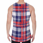 USA Plaid Pattern Print Men's Velvet Tank Top