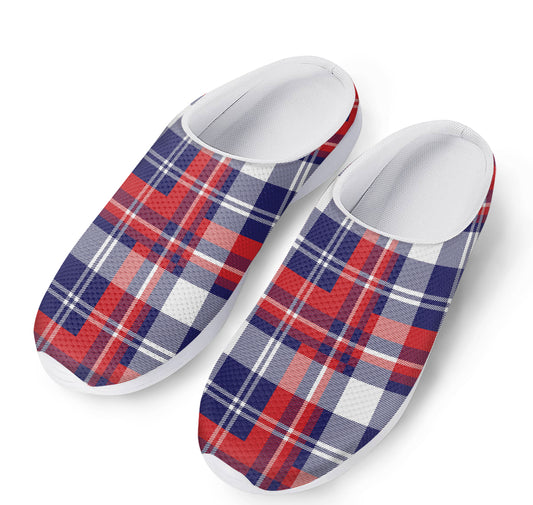 USA Plaid Pattern Print Mesh Casual Shoes