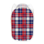 USA Plaid Pattern Print Mesh Laundry Hamper