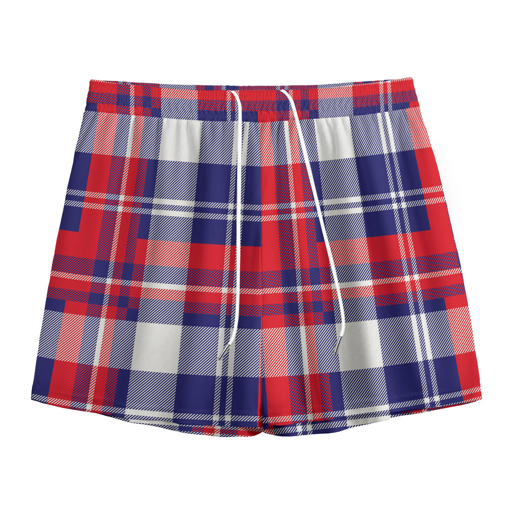 USA Plaid Pattern Print Mesh Shorts