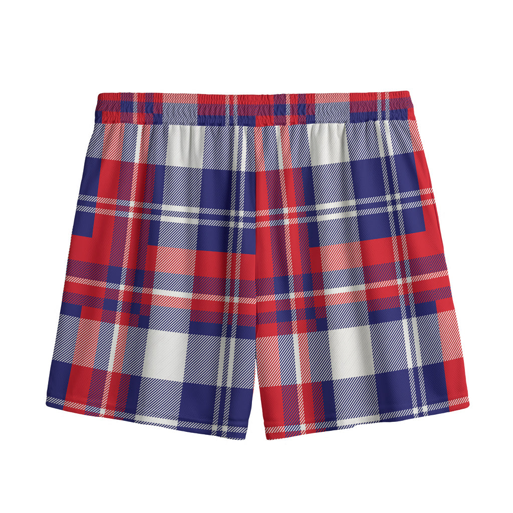 USA Plaid Pattern Print Mesh Shorts