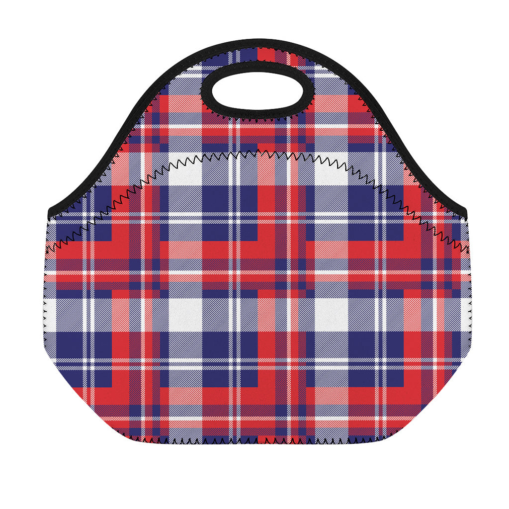 USA Plaid Pattern Print Neoprene Lunch Bag