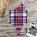 USA Plaid Pattern Print One Shoulder Bodysuit