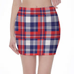 USA Plaid Pattern Print Pencil Mini Skirt