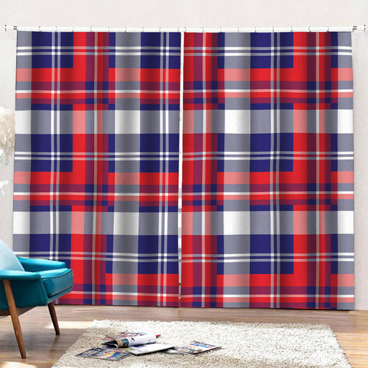 USA Plaid Pattern Print Pencil Pleat Curtains