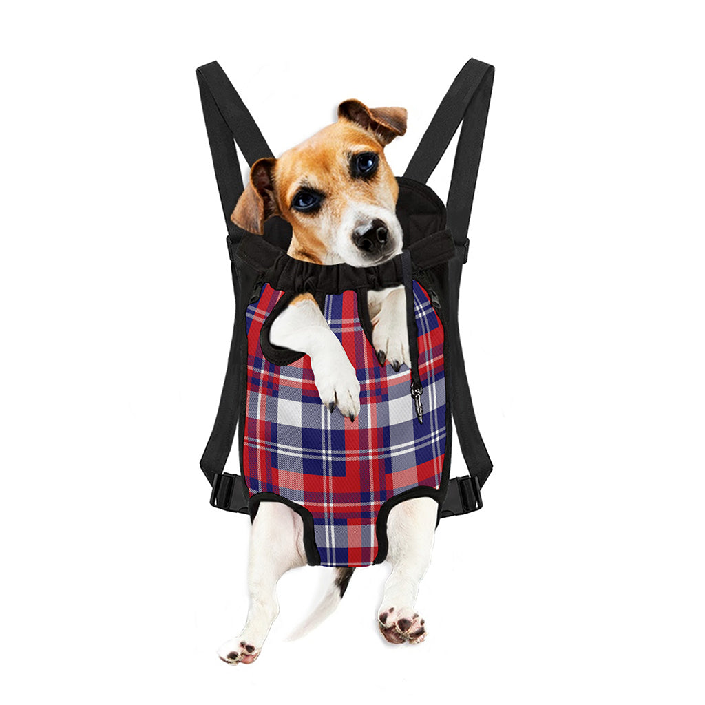 USA Plaid Pattern Print Pet Carrier Backpack