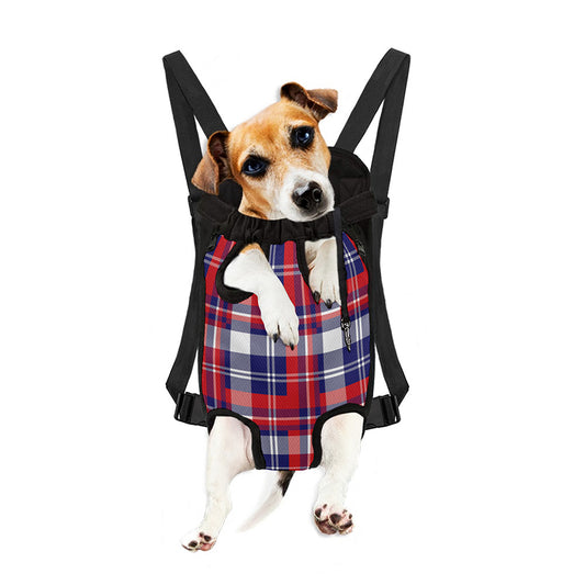 USA Plaid Pattern Print Pet Carrier Backpack