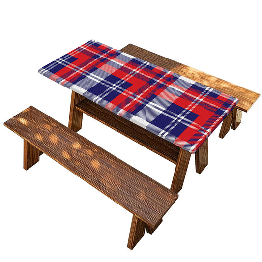 USA Plaid Pattern Print Picnic Table Cover