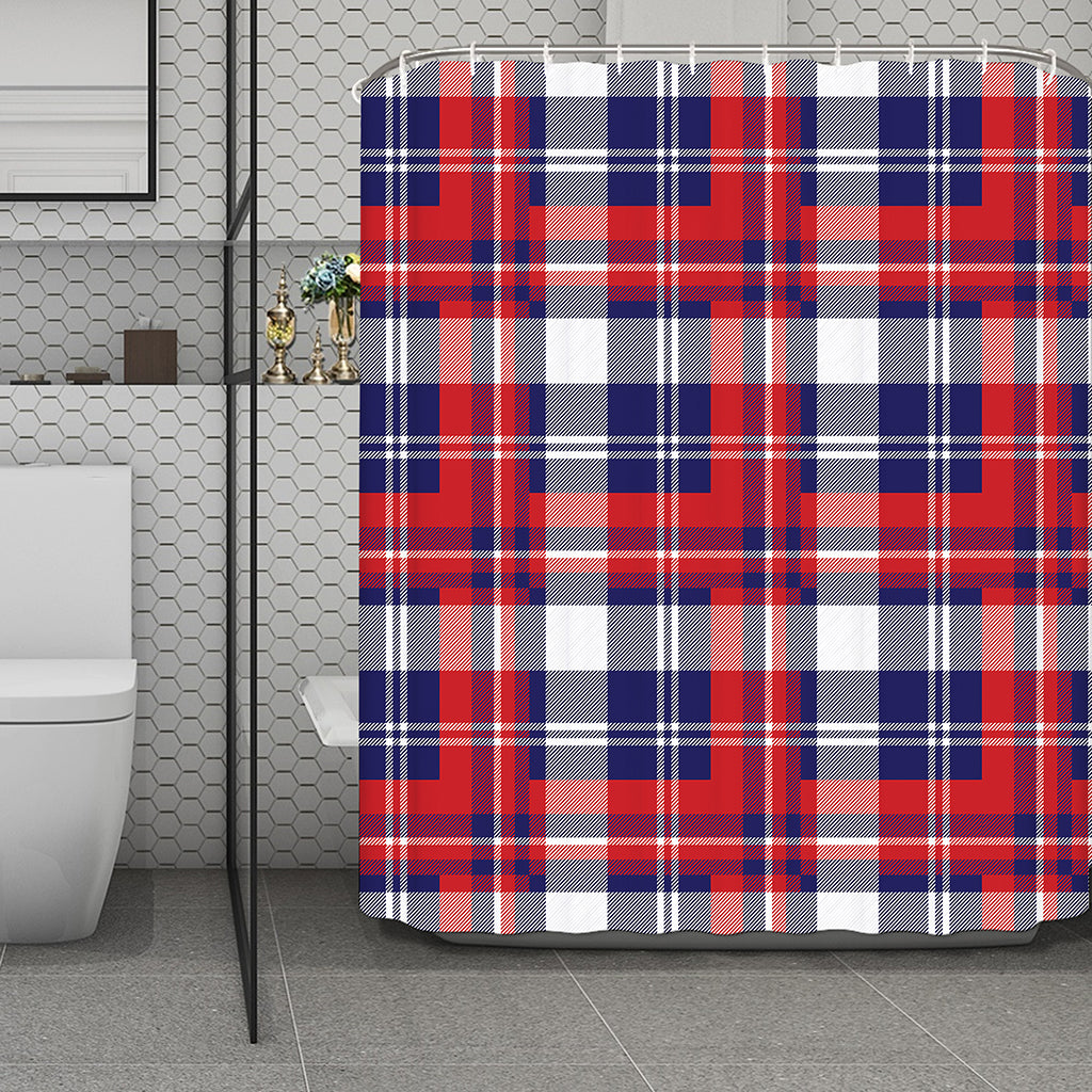 USA Plaid Pattern Print Polyester Shower Curtain