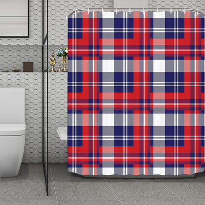 USA Plaid Pattern Print Polyester Shower Curtain