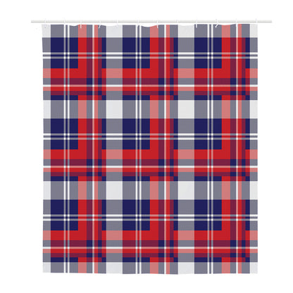 USA Plaid Pattern Print Polyester Shower Curtain