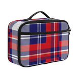 USA Plaid Pattern Print Portable Lunch Bag