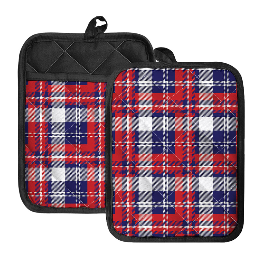 USA Plaid Pattern Print Pot Holders With Pocket