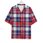 USA Plaid Pattern Print Rayon Hawaiian Shirt