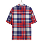 USA Plaid Pattern Print Rayon Hawaiian Shirt