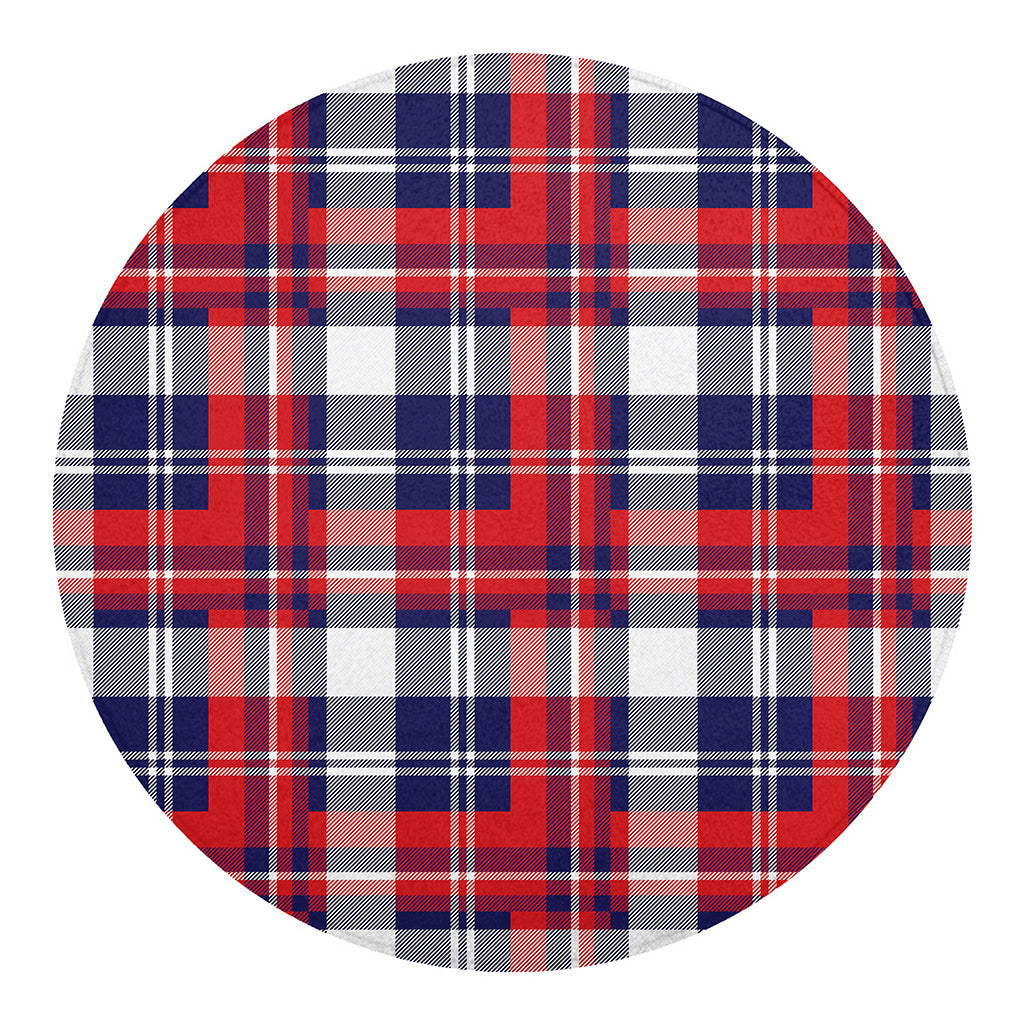USA Plaid Pattern Print Round Blanket