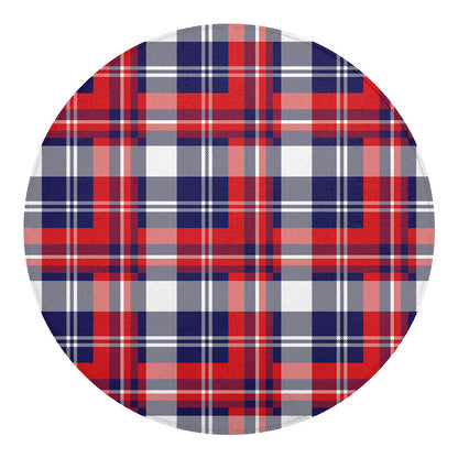 USA Plaid Pattern Print Round Blanket