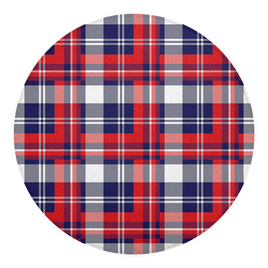 USA Plaid Pattern Print Round Blanket