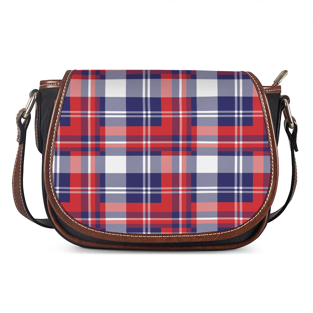 USA Plaid Pattern Print Saddle Bag
