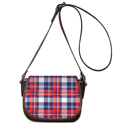 USA Plaid Pattern Print Saddle Bag