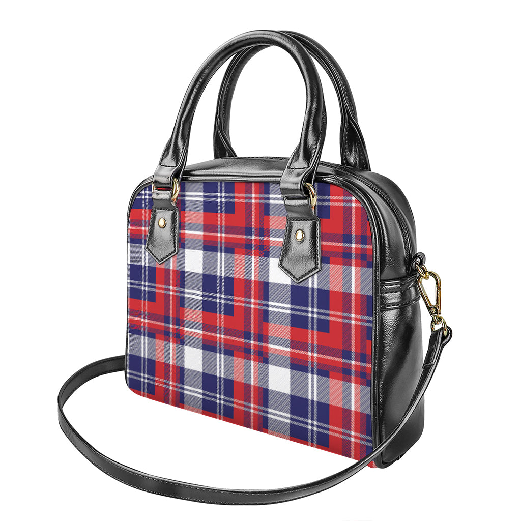 USA Plaid Pattern Print Shoulder Handbag