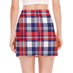 USA Plaid Pattern Print Side Slit Mini Skirt