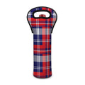 USA Plaid Pattern Print Single Neoprene Wine Tote