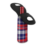 USA Plaid Pattern Print Single Neoprene Wine Tote