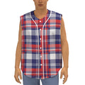 USA Plaid Pattern Print Sleeveless Baseball Jersey