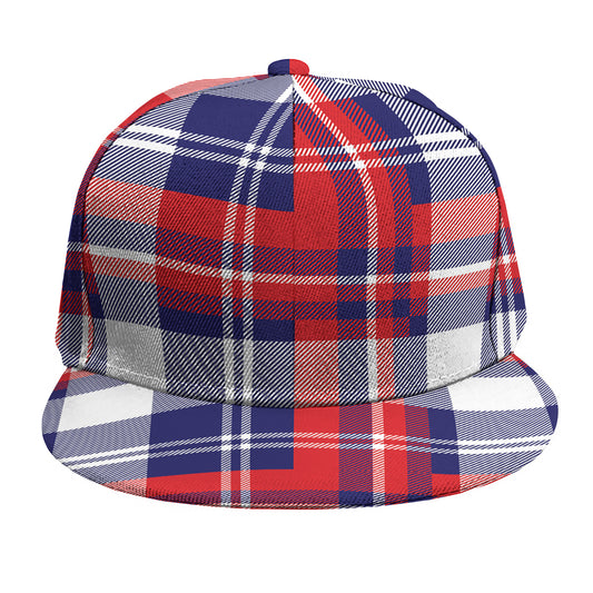 USA Plaid Pattern Print Snapback Cap