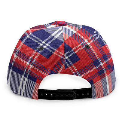 USA Plaid Pattern Print Snapback Cap