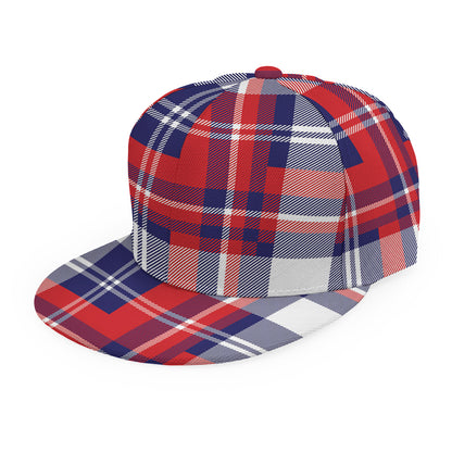 USA Plaid Pattern Print Snapback Cap