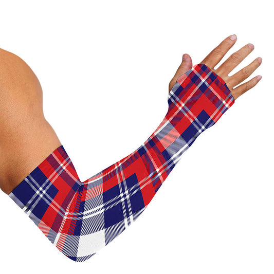 USA Plaid Pattern Print Sun Protection Arm Sleeves