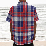 USA Plaid Pattern Print Textured Short Sleeve Shirt