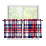 USA Plaid Pattern Print Tier Curtains