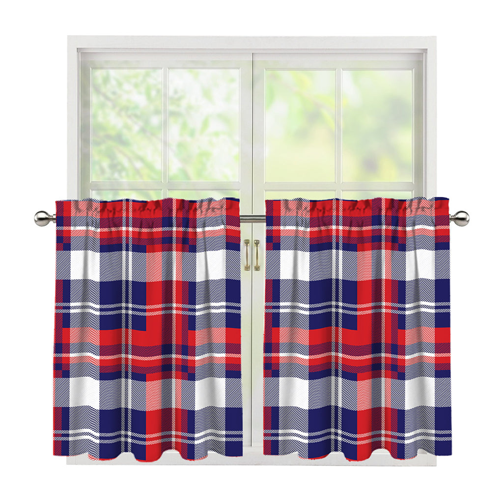 USA Plaid Pattern Print Tier Curtains