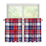 USA Plaid Pattern Print Tier Curtains