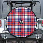 USA Plaid Pattern Print Tire Cover With Camera Hole
