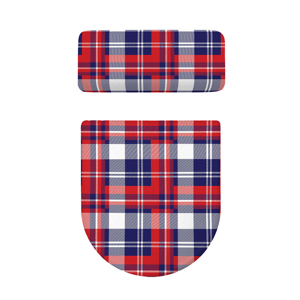 USA Plaid Pattern Print Toilet Lid And Tank Cover Set
