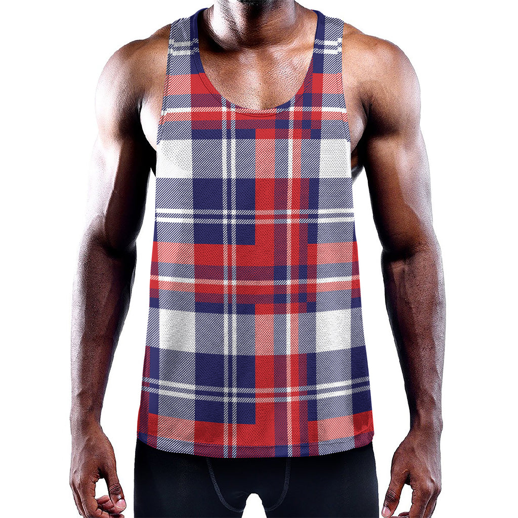 USA Plaid Pattern Print Training Tank Top