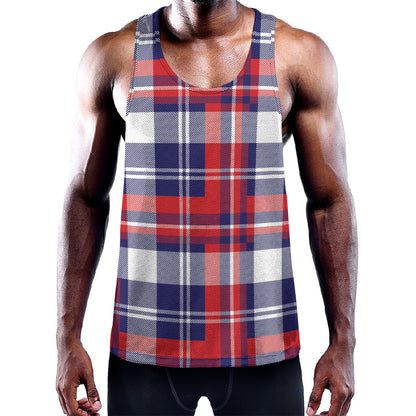 USA Plaid Pattern Print Training Tank Top