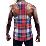 USA Plaid Pattern Print Training Tank Top