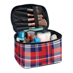 USA Plaid Pattern Print Travel Makeup Bag