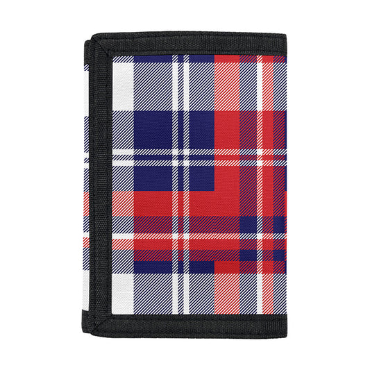 USA Plaid Pattern Print Trifold Wallet