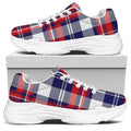 USA Plaid Pattern Print White Chunky Shoes