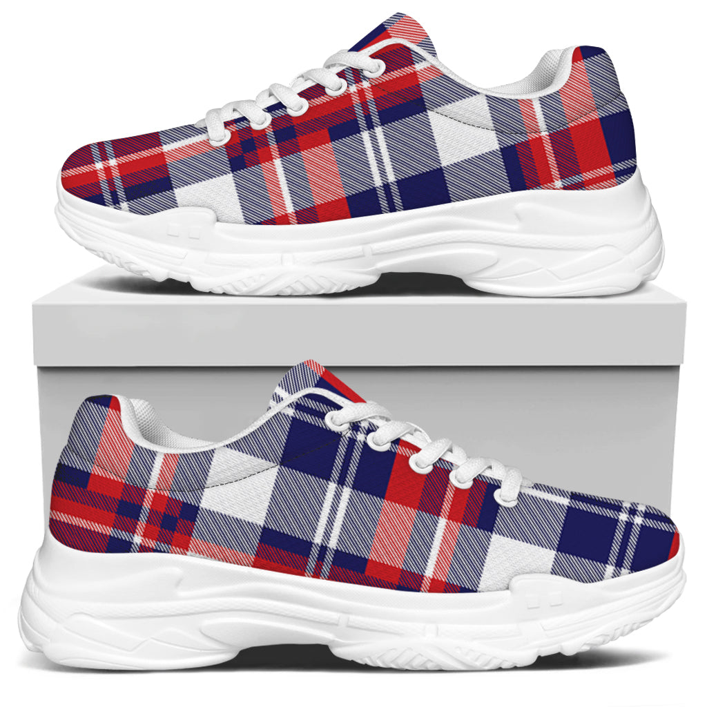 USA Plaid Pattern Print White Chunky Shoes