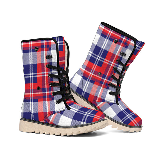 USA Plaid Pattern Print Winter Boots