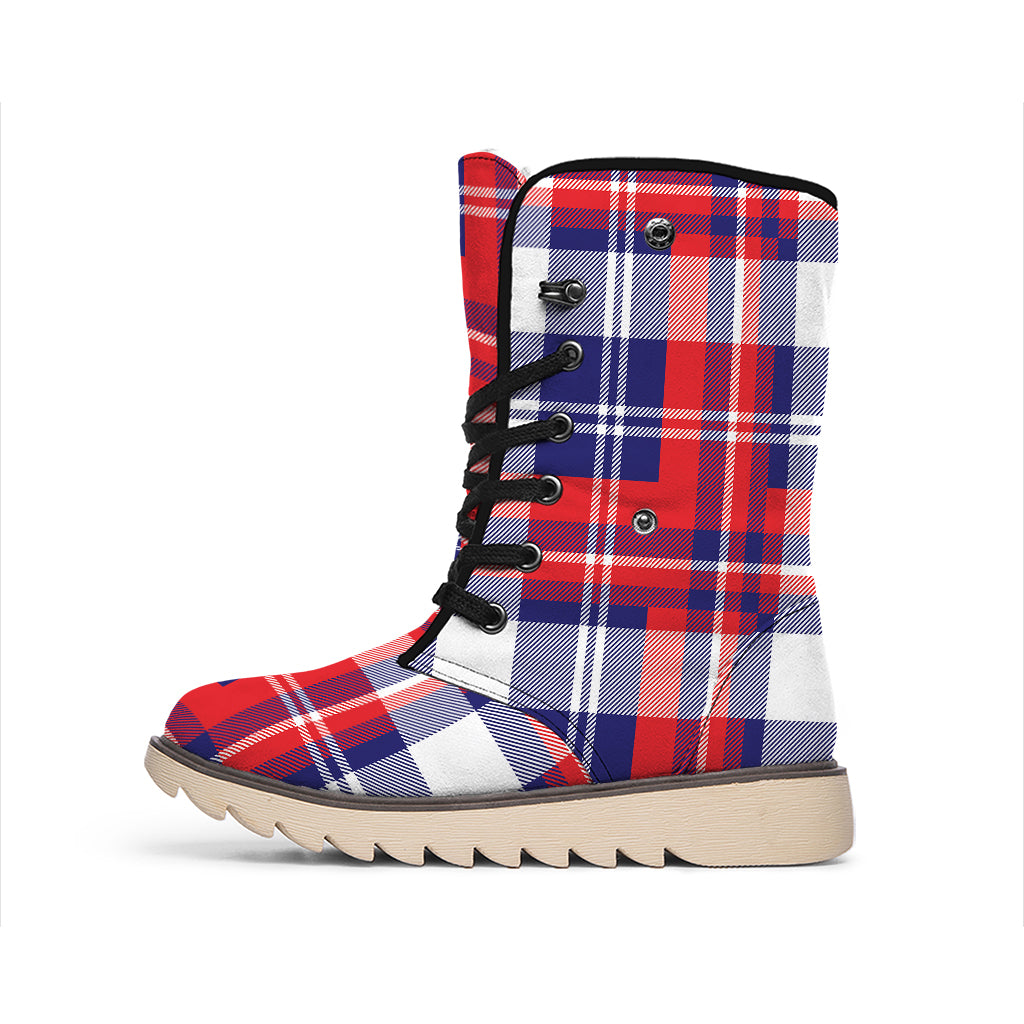 USA Plaid Pattern Print Winter Boots