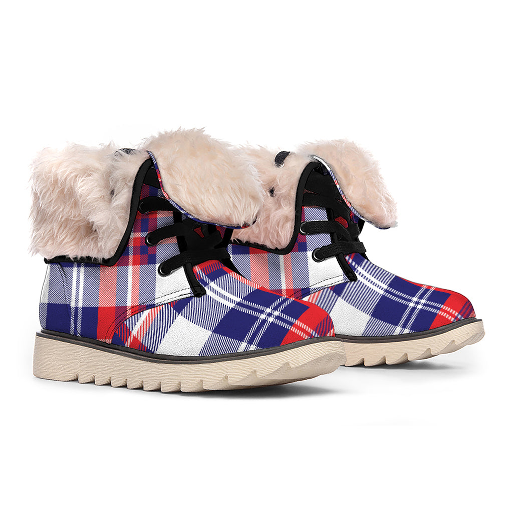USA Plaid Pattern Print Winter Boots